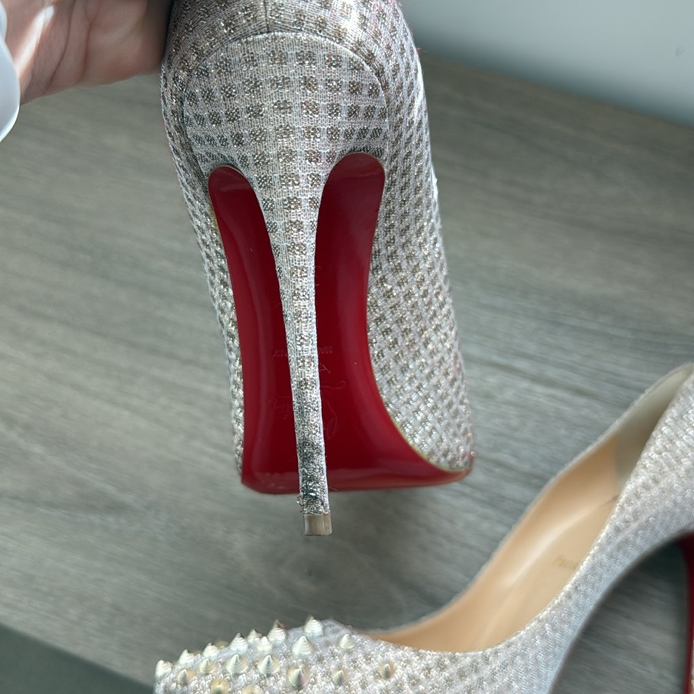 Christian Louboutin 100 Spikyshell Quadra Lurex Pump - Picture 4 of 8